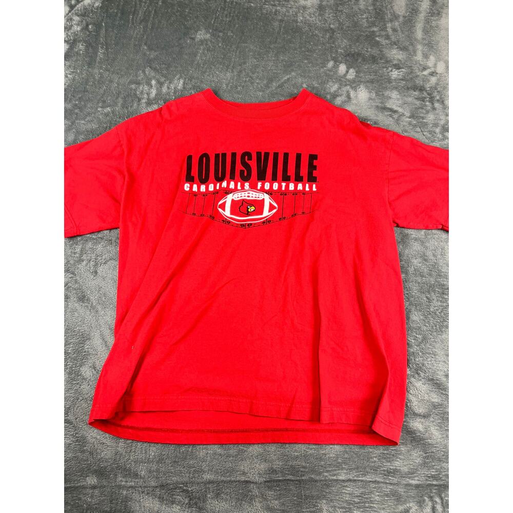 Men's Louisville Cardinals Football NCAA Red T-shirt Inc Size XL - Excellent